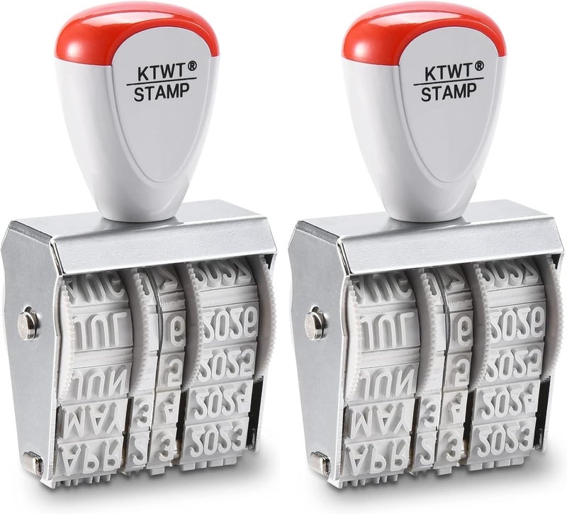1.5" Rubber Stamp Line Dater, Date Stamp, Office Stamp, Rotating Stamp 3/16" (5mm) (Pack of 2)